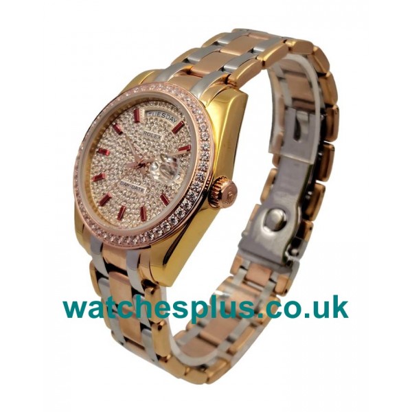 UK Top Quality Rolex Day-Date 118348 Fake Watches With Diamonds Dials For Sale