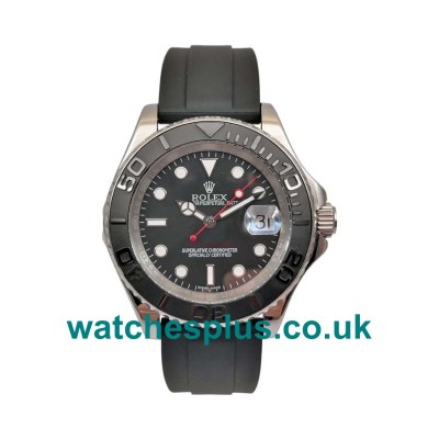 UK Best 1:1 Fake Rolex Yacht-Master 116655 With Black Dials And Stainless Steel Cases For Sale