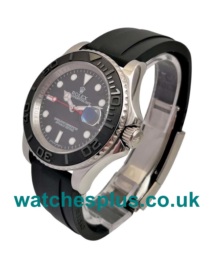 UK Best 1:1 Fake Rolex Yacht-Master 116655 With Black Dials And Stainless Steel Cases For Sale