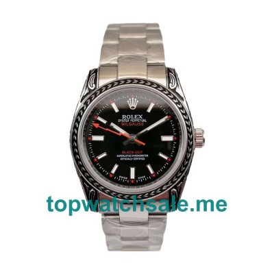 UK AAA Quality Rolex Milgauss 116400 Replica Watches With Black Dials For Men