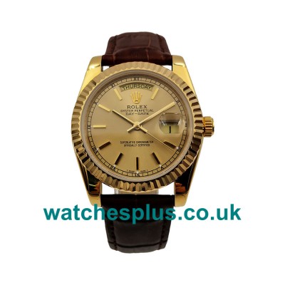 36 MM Best Quality Rolex Day-Date 18038 Fake Watches With Champagne Dials For Sale