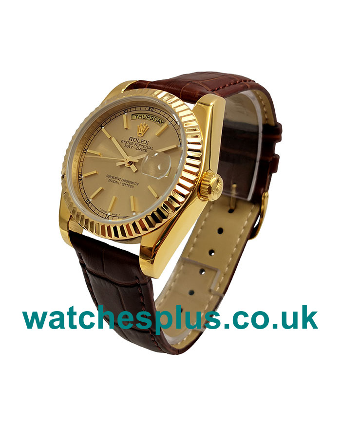 36 MM Best Quality Rolex Day-Date 18038 Fake Watches With Champagne Dials For Sale