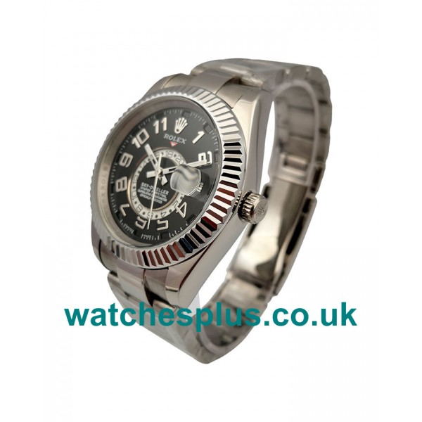 UK Best Quality Rolex Sky-Dweller 326939 Replica Watches With Black Dials For Men