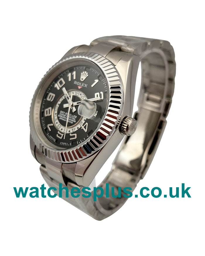 UK Best Quality Rolex Sky-Dweller 326939 Replica Watches With Black Dials For Men