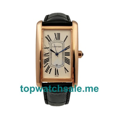 UK Perfect 1:1 Fake Cartier Tank Americaine W2620030 With White Dials And Rose Gold Cases Online