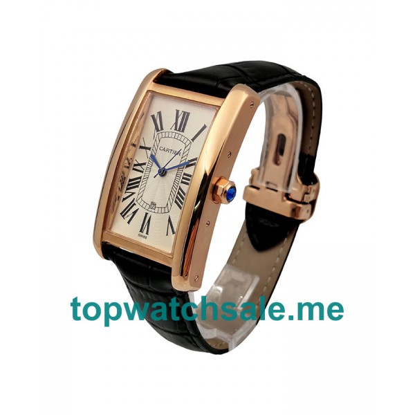 UK Perfect 1:1 Fake Cartier Tank Americaine W2620030 With White Dials And Rose Gold Cases Online