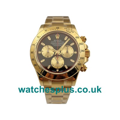 UK Best 1:1 Rolex Daytona 116528 Replica Watches With Black Dials For Men