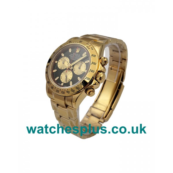 UK Best 1:1 Rolex Daytona 116528 Replica Watches With Black Dials For Men