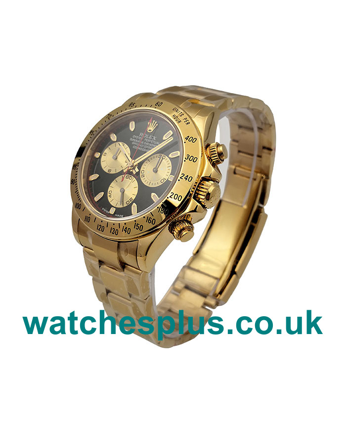 UK Best 1:1 Rolex Daytona 116528 Replica Watches With Black Dials For Men