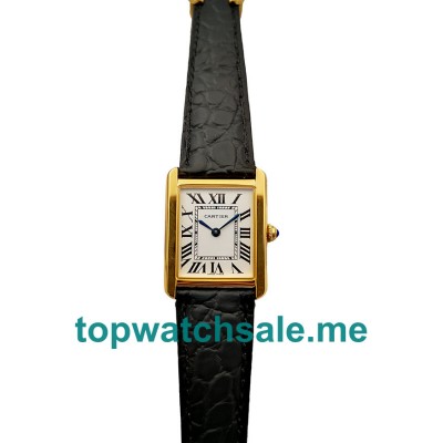 UK Swiss Replica Cartier Tank Solo W5200002 With White Dials Gold Cases Online