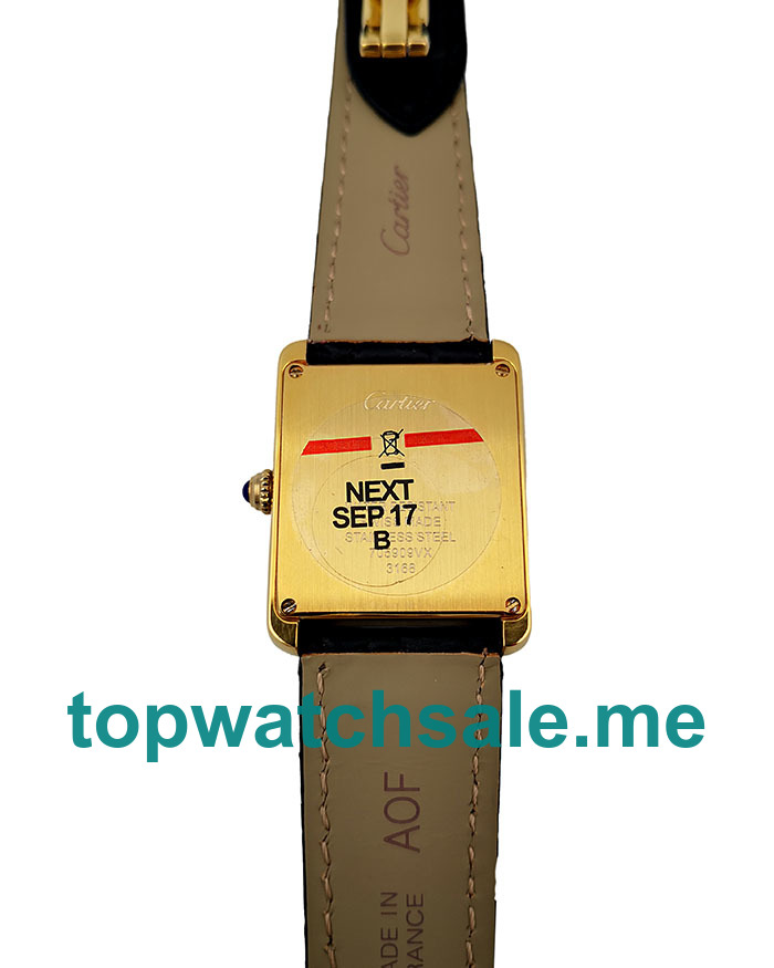 UK Swiss Replica Cartier Tank Solo W5200002 With White Dials Gold Cases Online