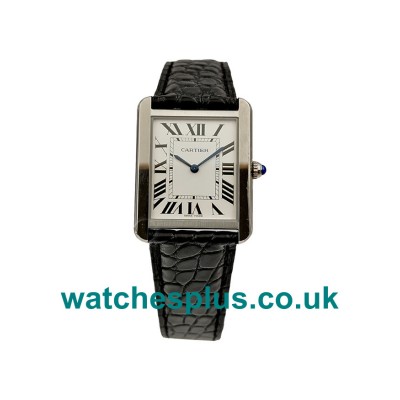 UK High Quality Fake Cartier Tank Solo WSTA0028 With White Dials And Steel Cases Online