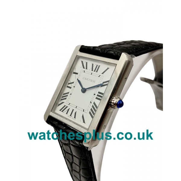 UK High Quality Fake Cartier Tank Solo WSTA0028 With White Dials And Steel Cases Online