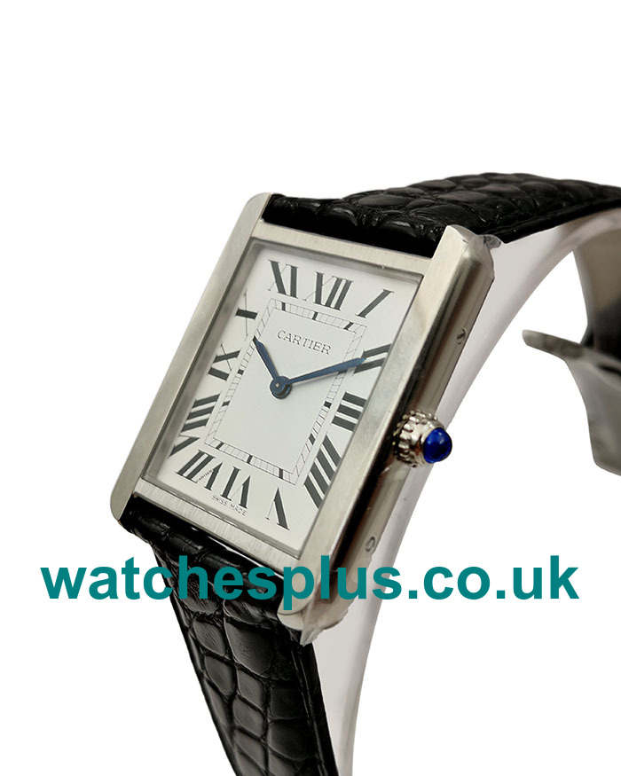 UK High Quality Fake Cartier Tank Solo WSTA0028 With White Dials And Steel Cases Online