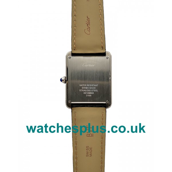 UK High Quality Fake Cartier Tank Solo WSTA0028 With White Dials And Steel Cases Online