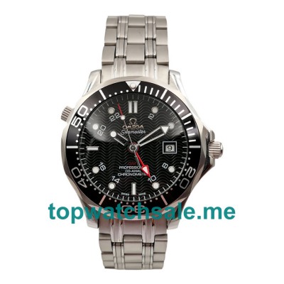 UK Luxury Replica Omega Seamaster 300 M GMT 2535.80.00 Black Dial With Stainless Steel Case