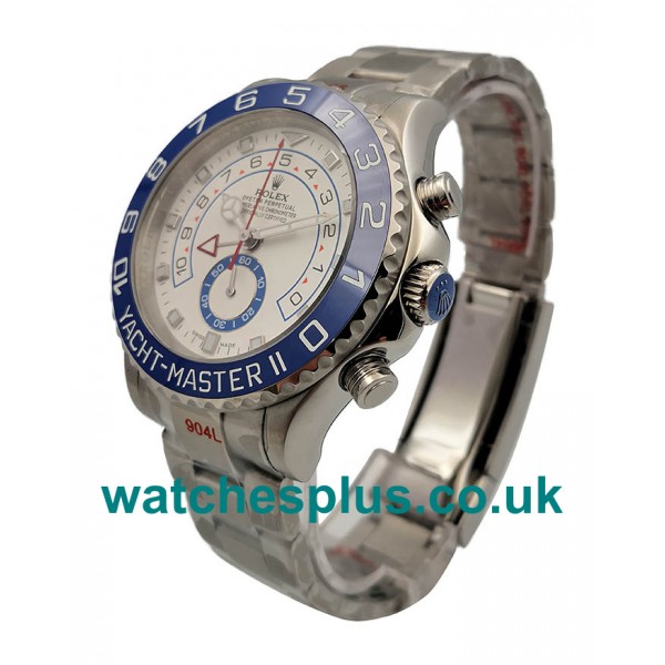 UK 1:1 Luxury Fake Rolex Yacht-Master II 116680 With White Dials Steel Cases For Men