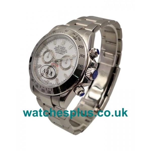 UK High Quality Fake Rolex Daytona 116520 With White Dials And Steel Cases For Sale Online