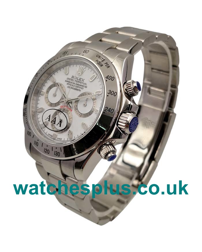 UK High Quality Fake Rolex Daytona 116520 With White Dials And Steel Cases For Sale Online