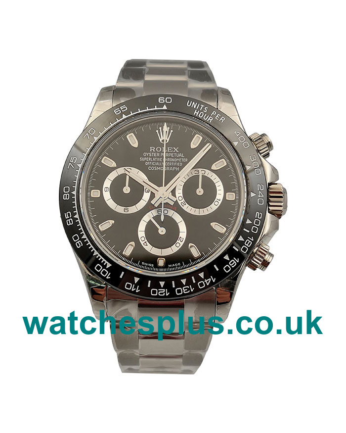 UK Swiss Made Replica Rolex Daytona Cosmograph 116500LN N Stainless Steel Black Dial Swiss 4130 Run 6@SEC Watches