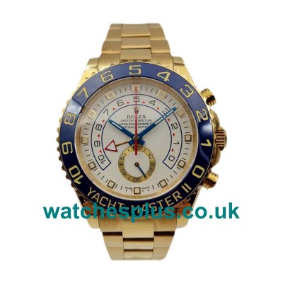 UK High Quality Fake Replica Rolex Yacht-Master II 116688 JF Yellow Gold White Dial Swiss 7750 Watches