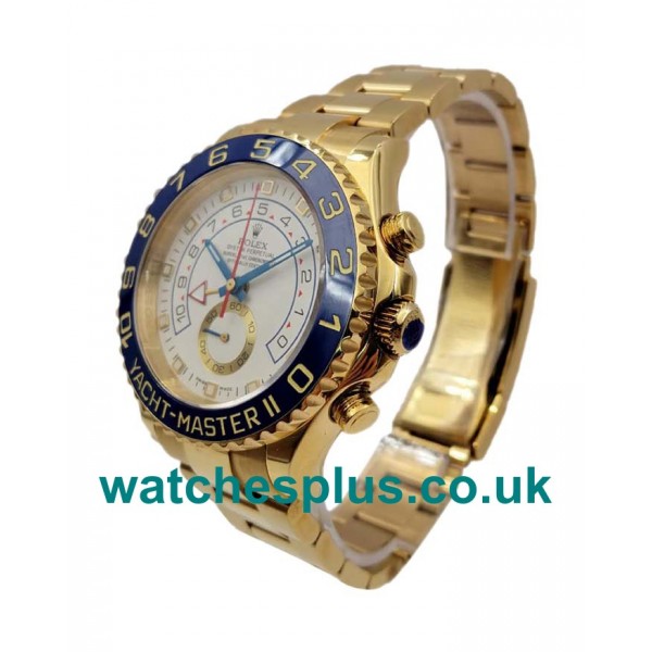 UK High Quality Fake Replica Rolex Yacht-Master II 116688 JF Yellow Gold White Dial Swiss 7750 Watches