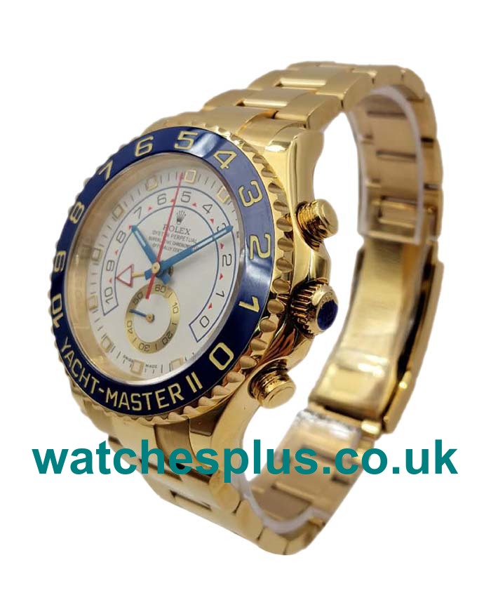 UK High Quality Fake Replica Rolex Yacht-Master II 116688 JF Yellow Gold White Dial Swiss 7750 Watches