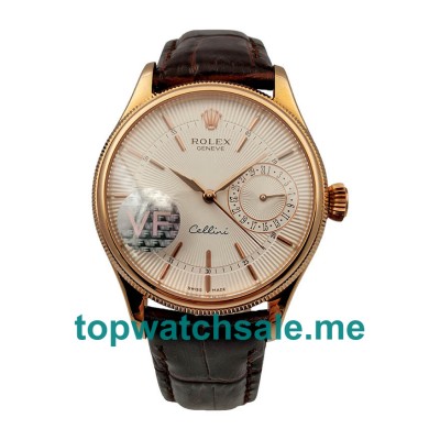 UK High Quality Replica Rolex Cellini Date 50515 VF Rose Gold White Dial Swiss 3165