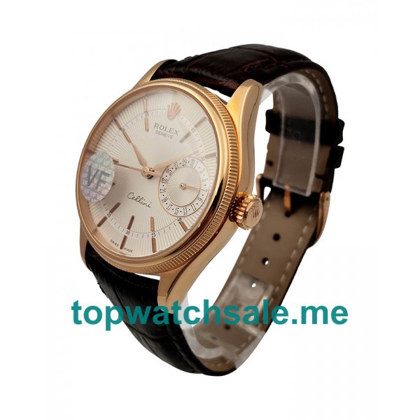 UK High Quality Replica Rolex Cellini Date 50515 VF Rose Gold White Dial Swiss 3165