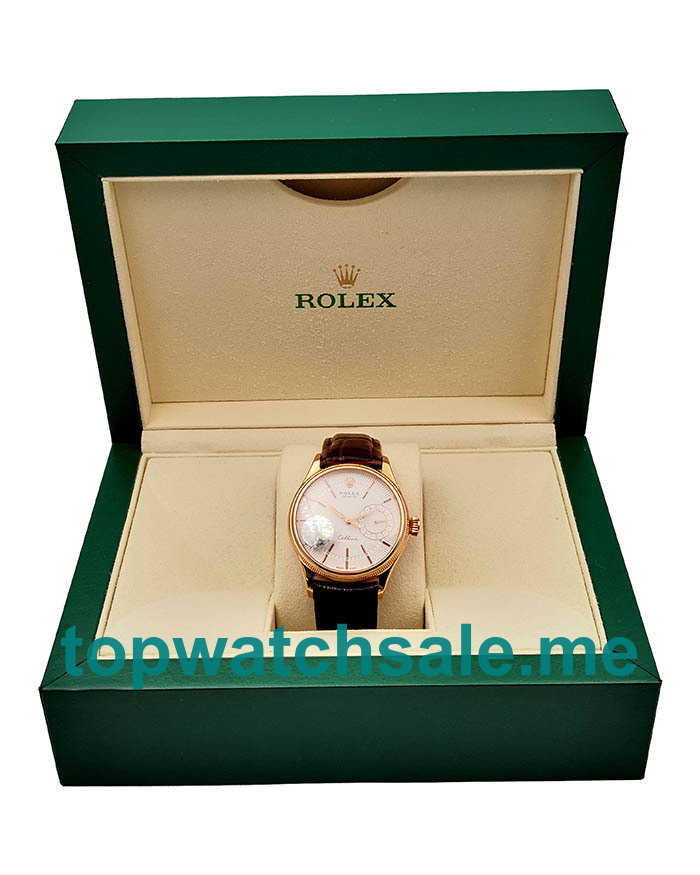 UK High Quality Replica Rolex Cellini Date 50515 VF Rose Gold White Dial Swiss 3165