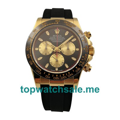 UK Swiss Replica Rolex Daytona Cosmograph 116518LN JH Yellow Gold Black Dial Swiss 4130 Run 6@SEC