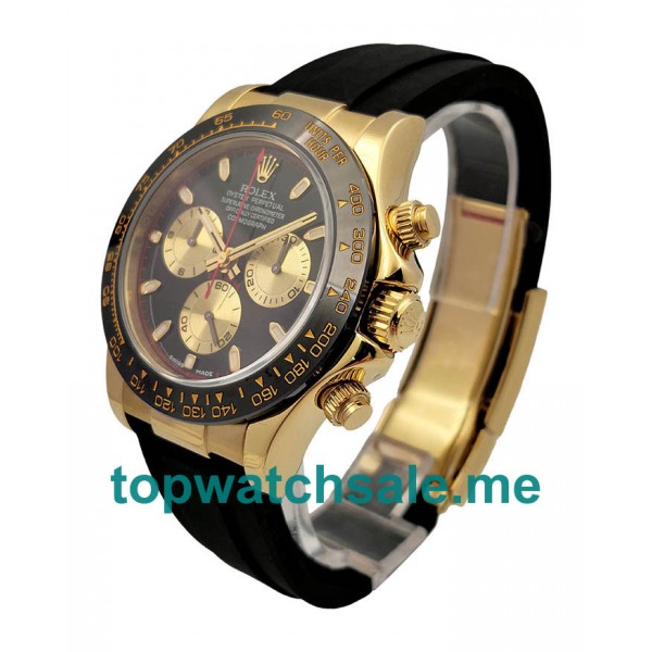 UK Swiss Replica Rolex Daytona Cosmograph 116518LN JH Yellow Gold Black Dial Swiss 4130 Run 6@SEC