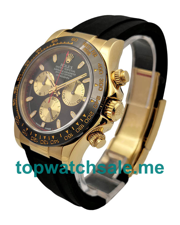 UK Swiss Replica Rolex Daytona Cosmograph 116518LN JH Yellow Gold Black Dial Swiss 4130 Run 6@SEC