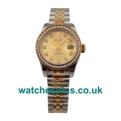 UK Swiss Made Rolex Lady-Datejust 179383 Replica Watches With Champagne Dials For Sale