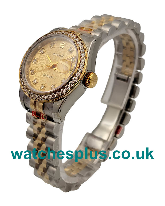 UK Swiss Made Rolex Lady-Datejust 179383 Replica Watches With Champagne Dials For Sale