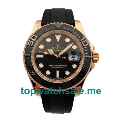 UK Swiss Made Replica Rolex Yacht-Master 40 116655 AR Rose Gold Black Dial Swiss 3135 Watches