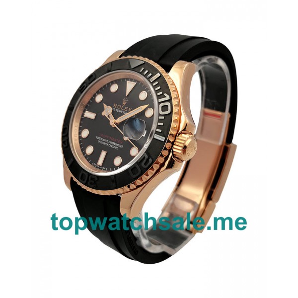 UK Swiss Made Replica Rolex Yacht-Master 40 116655 AR Rose Gold Black Dial Swiss 3135 Watches