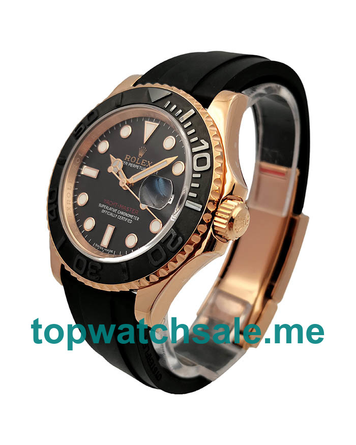 UK Swiss Made Replica Rolex Yacht-Master 40 116655 AR Rose Gold Black Dial Swiss 3135 Watches