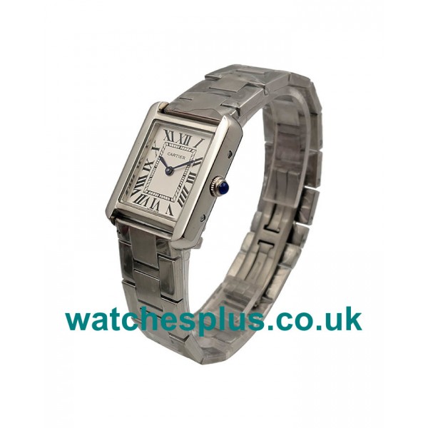 UK Swiss Made Replica Cartier Tank Solo W5200013 With Silver Dials For Ladies