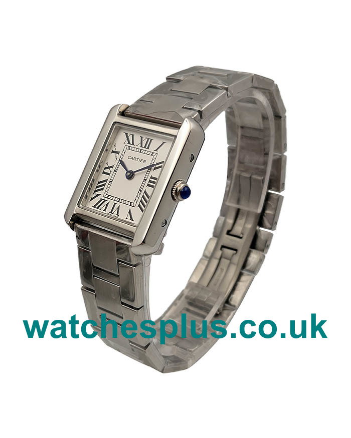 UK Swiss Made Replica Cartier Tank Solo W5200013 With Silver Dials For Ladies