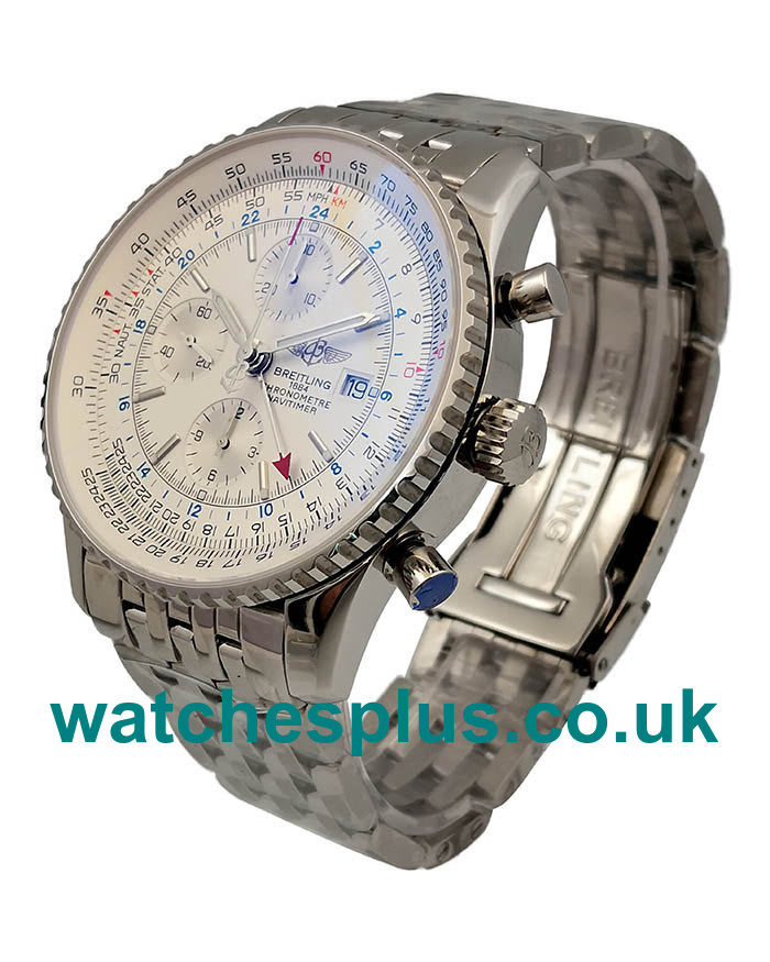 UK Best 1:1 Breitling Navitimer World A24322 Replica Watches With White Dials For Sale