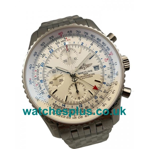 UK Best 1:1 Breitling Navitimer World A24322 Replica Watches With White Dials For Sale