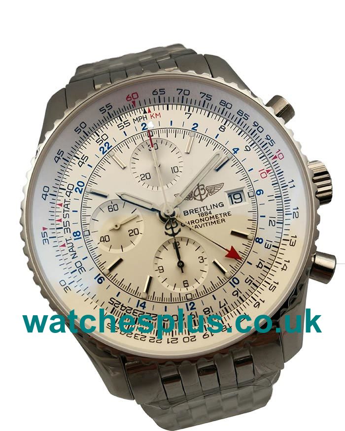 UK Best 1:1 Breitling Navitimer World A24322 Replica Watches With White Dials For Sale