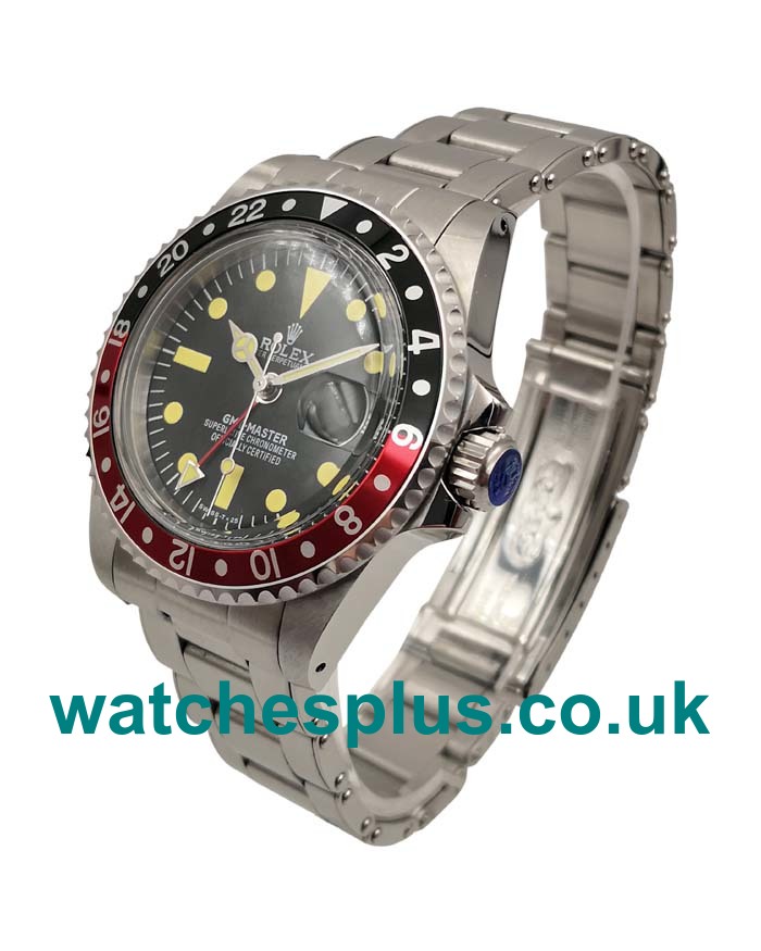 UK 1:1 Fake Rolex GMT-Master 16710 With Black Dial Steel Bracelet For Sale