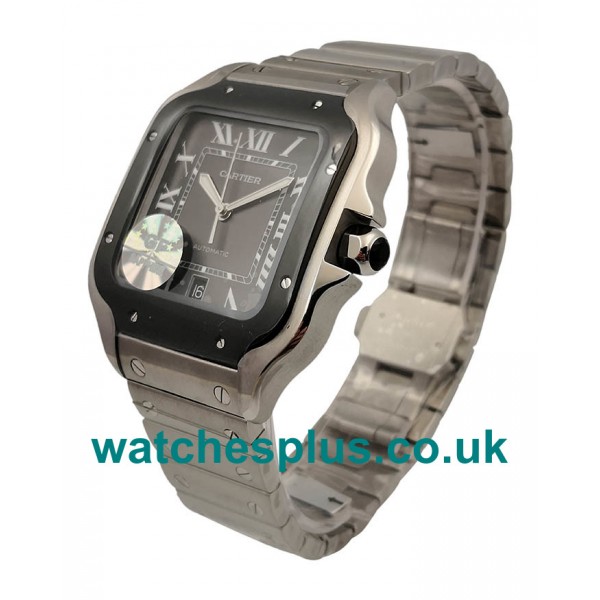 UK GF Best Quality Cartier Santos WSSA0037 Replica With Black Dials Steel Cases Online