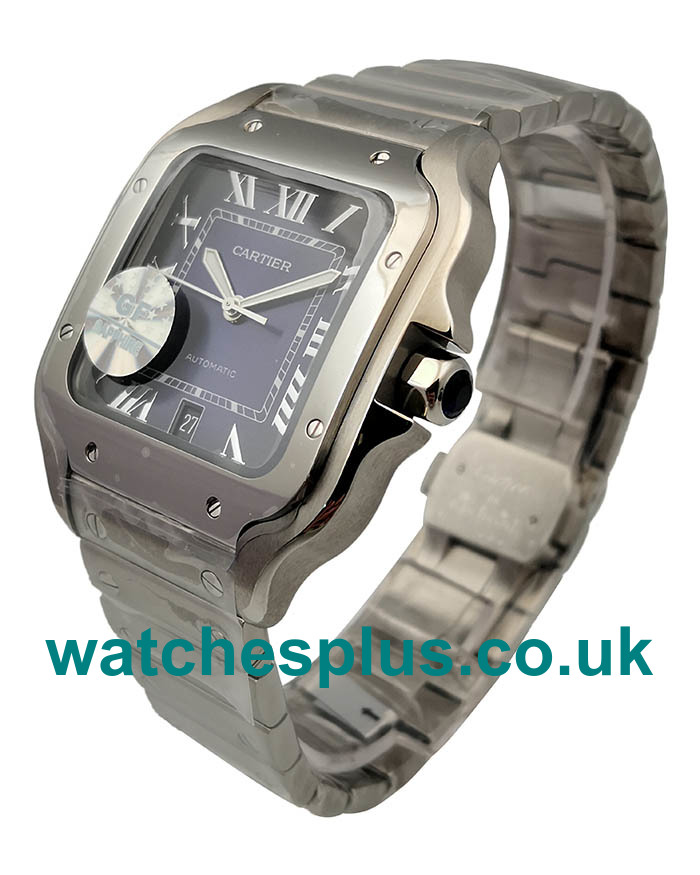 UK High Quality Fake Cartier Santos WSSA0013 With Blue Dials And Steel Cases For Sale