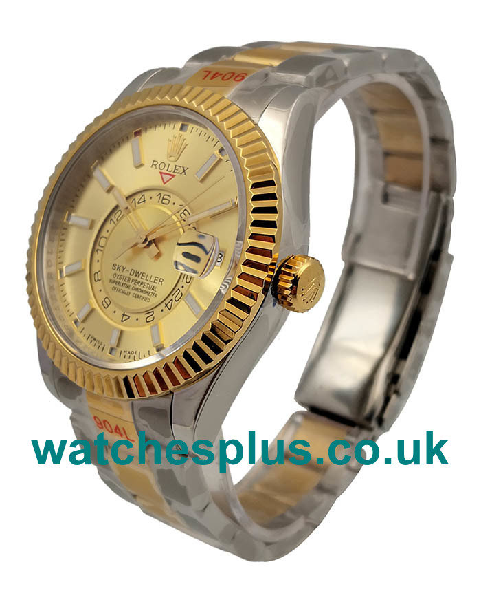 UK Luxury Rolex Sky-Dweller 326933 Replica Watches With Champagne Dials Online