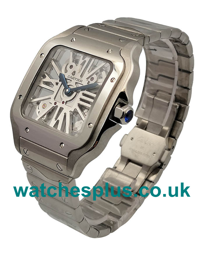 UK Best 1:1 Cartier Santos WHSA0015 Replica Watches With Skeleton Dials For Sale