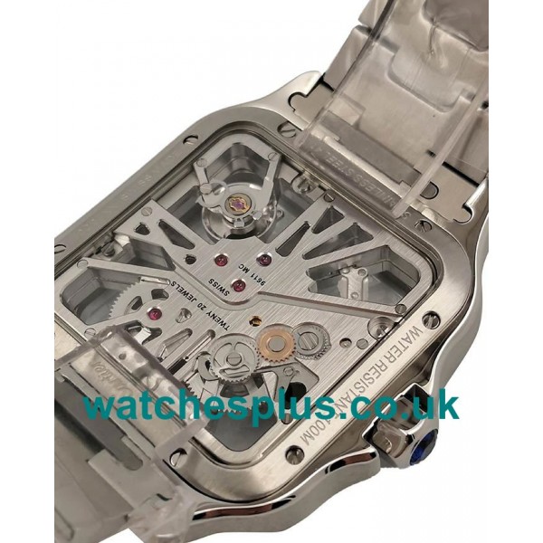 UK Best 1:1 Cartier Santos WHSA0015 Replica Watches With Skeleton Dials For Sale