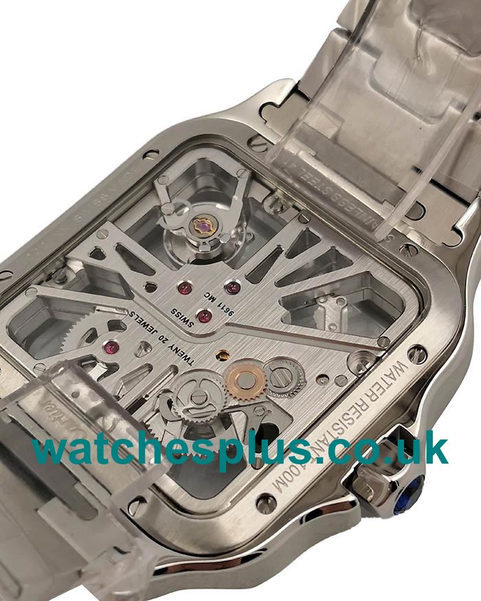 UK Best 1:1 Cartier Santos WHSA0015 Replica Watches With Skeleton Dials For Sale